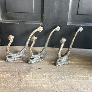 1 French Cast Iron Coat Hook, Wall Hook, Rustic Gray Paint, French Farmhouse, Sold by Each image 8