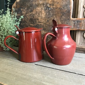 1 Franse geëmailleerde koffiepot, karaf, creamer, kan, thee, kampeerspullen, Franse boerderij