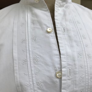 French Mens Dress Shirt, Embroidery Work, White, Edwardian Period Clothing, Damages image 4