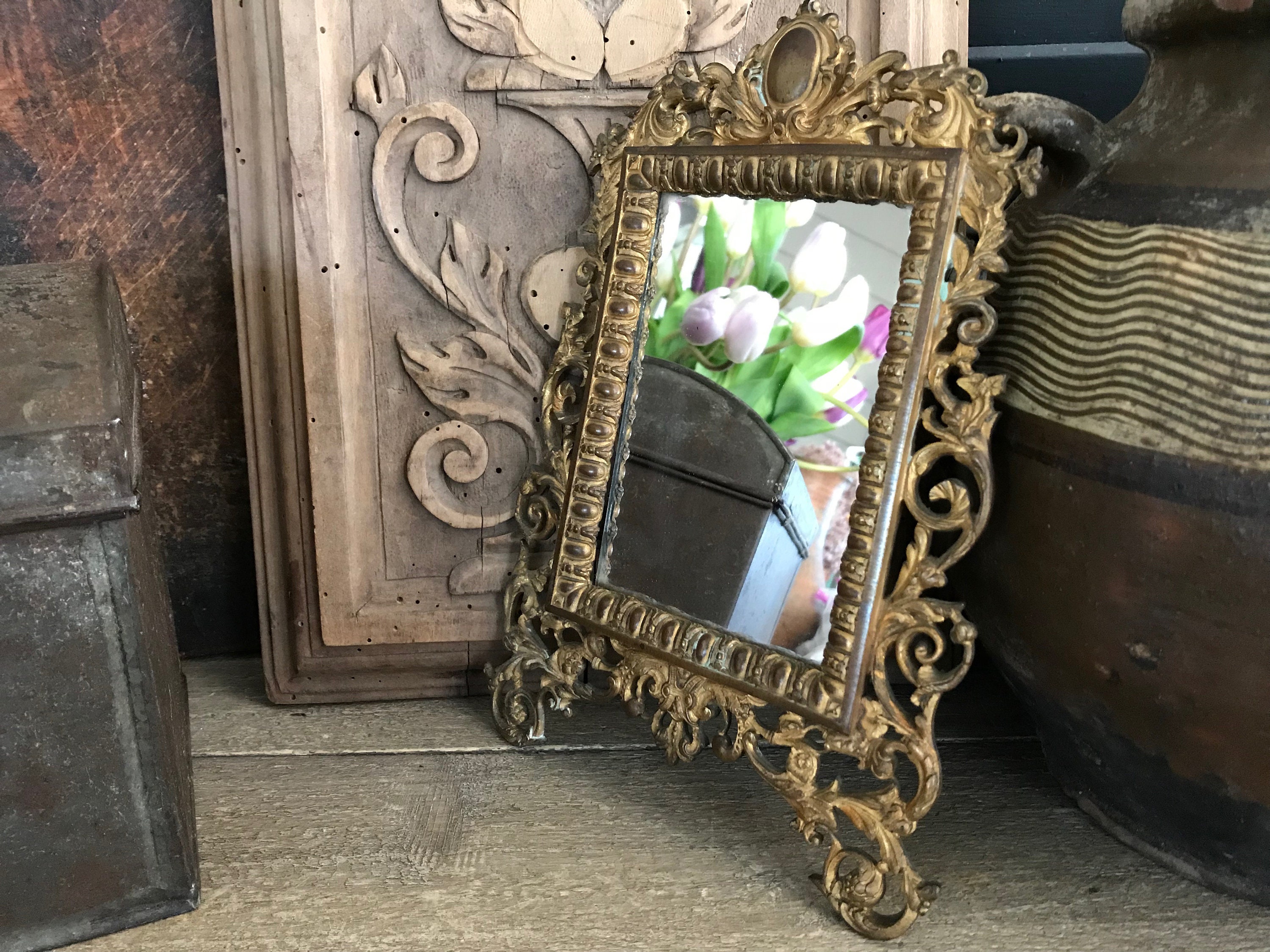 French Gilded Bronze Frame, Mirror Or Ornate Scrolling, Chateau Decor, 19Th C
