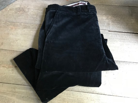 French Black Velvet Trousers, Moleskin Velvet, 19… - image 1