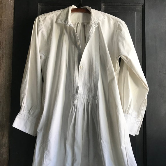 French Linen Shirt, Gents Chemise, Edwardian Smoc… - image 1