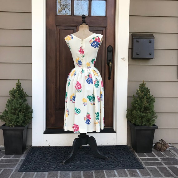 1940s French Cotton Dress, Floral Summer Dress, S… - image 6