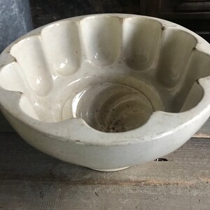 French Ironstone Jelly Mold, 19th C, Blancmange Gelée, Fluted, Rustic Farmhouse Cuisine image 8