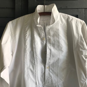 French Mens Dress Shirt, Embroidery Work, White, Edwardian Period Clothing, Damages image 1