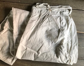 French Rustic Long Johns, Original Label, Roupa íntima masculina, Roupa rústica camponesa, Algodão branco, Roupas de época masculinas