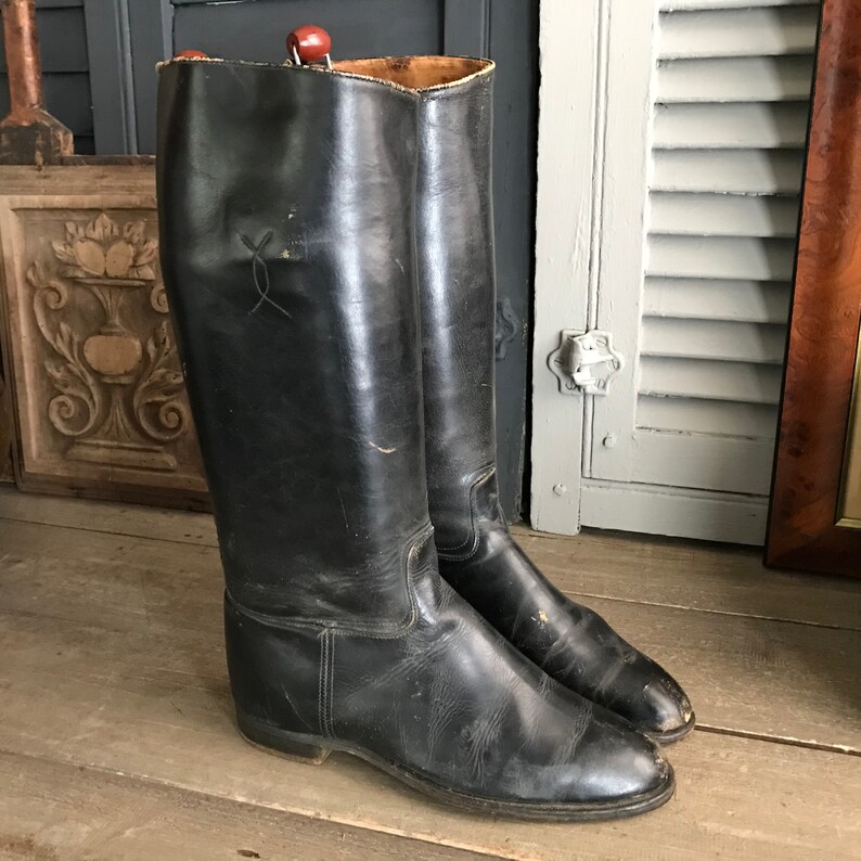 Black Riding Boots Vintage Antique - Etsy