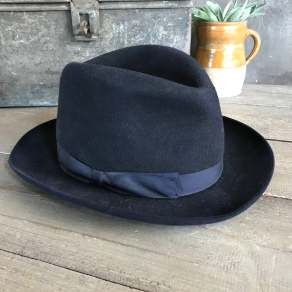 Paris 1910s Black Fedora Hat Homburg Gentlemans Felted Wool | Etsy