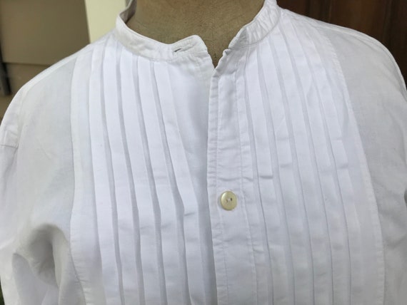 Antique French Gents Dress Shirt, White Cotton, E… - image 1