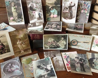 Antique French Postcard Collection 1909 1912 20 Cards Used, Unused Condition