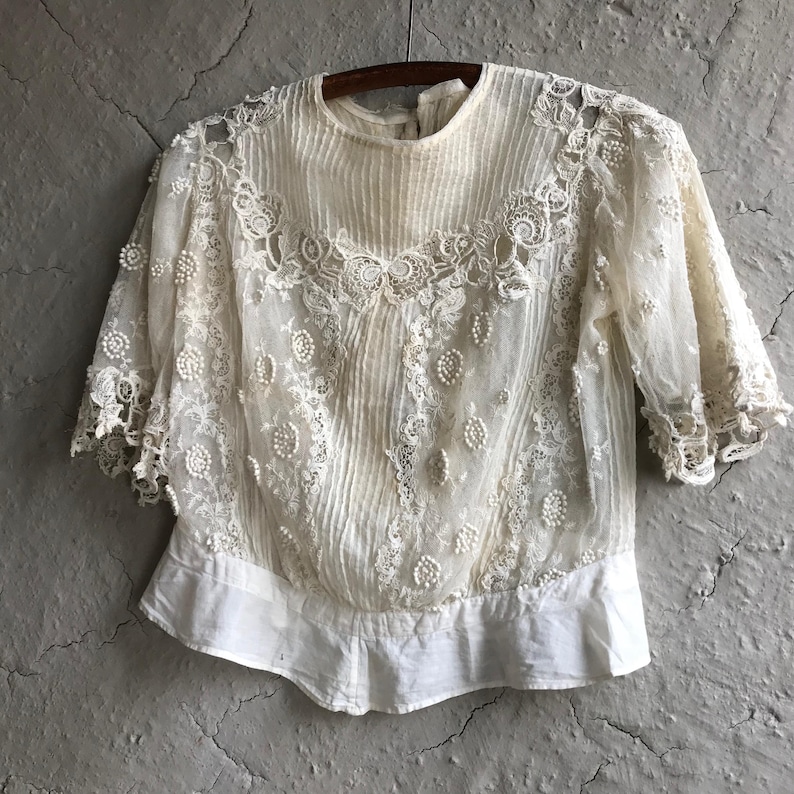 French Edwardian Lace Blouse, Lace Bodice, Embroidery Work, Period Clothing, Restoration Project image 2