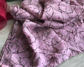 1920s Silk Chiffon Scarf, Soft Plum Colored Silk Wrap, Shawl