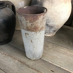Rustic Zinc Sap Bucket, Galvanized Garden Floral Vase, Farmhouse Garden Decor, KH image 2