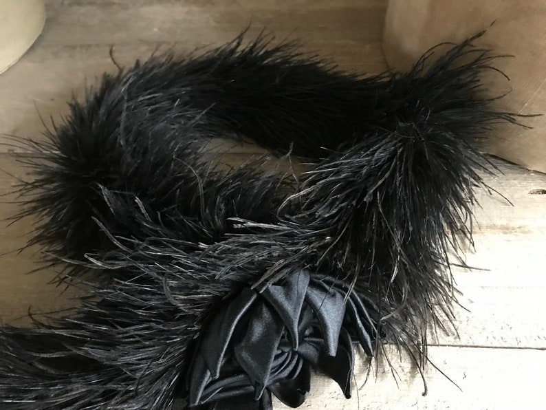 Fjäderprydd boahalsduk, formell klädsel, satinrosett, accessoarer, kostym, tidstypiskt skådespel, teaterproduktion bild 4