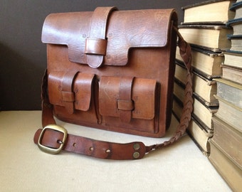 Brown Leather Saddle Bag Spain Benchcrafted Rustic Distressed Honey