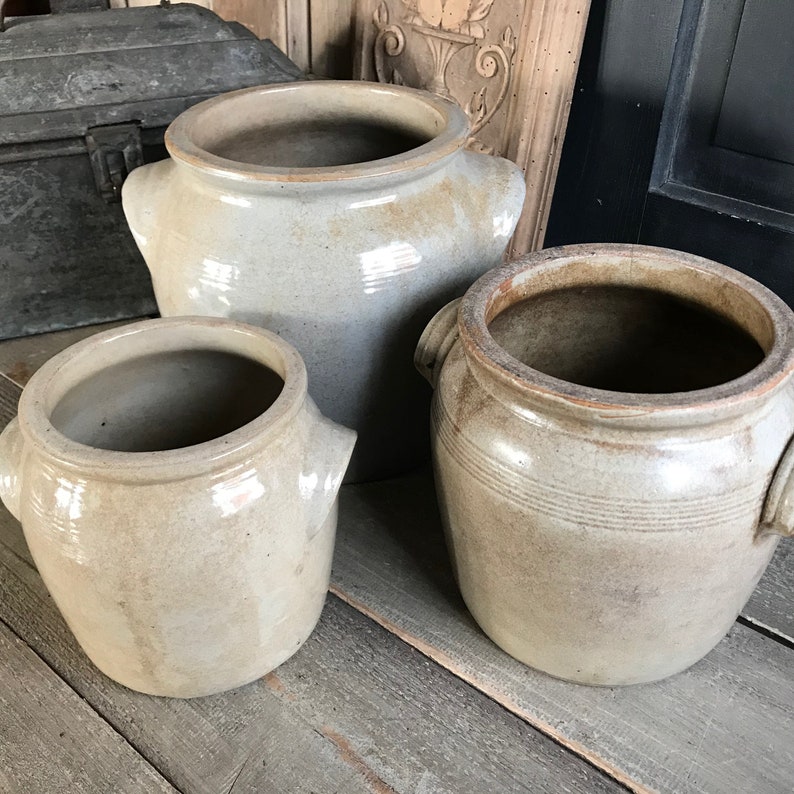 French Gris Confit Jar, Gray Stoneware Crock Pot, Artist, Flower Vase, Farm Table, French Farmhouse Cuisine image 7