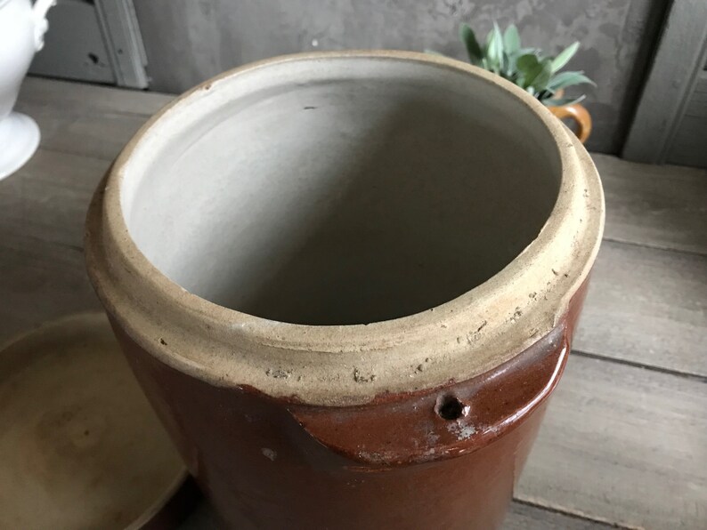 French Stoneware Jar with Lid Large Made in France Salt Etsy