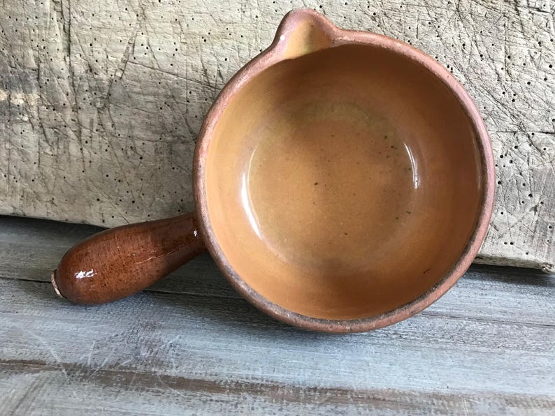 French Handled Soup Bowl, Made in France, Chili Bowl, Cooking Pot, Brown Glazed, Antique Pottery, French Farmhouse Stoneware Soup Bowl image 10