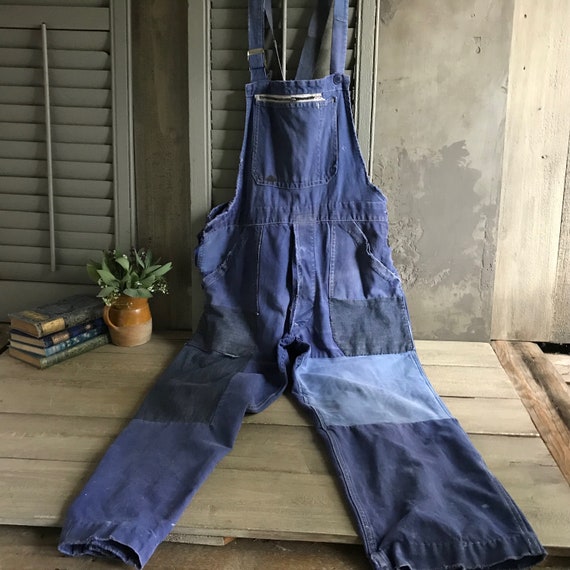 French Jeans Overall Work Wear, Bib Overalls, Blu… - image 3