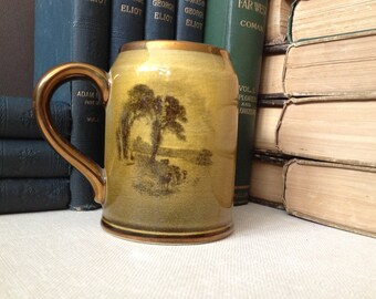 Staffordshire Ridgway Pottery Pint Mug Made in England Coffee Cup Copper Lustre