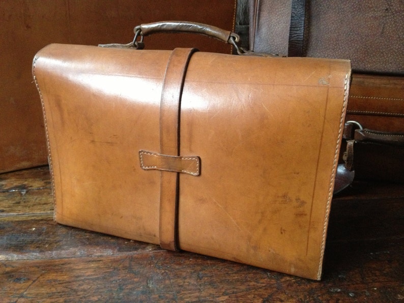English Leather Satchel Briefcase Attache Case in Sienna Brown Etsy