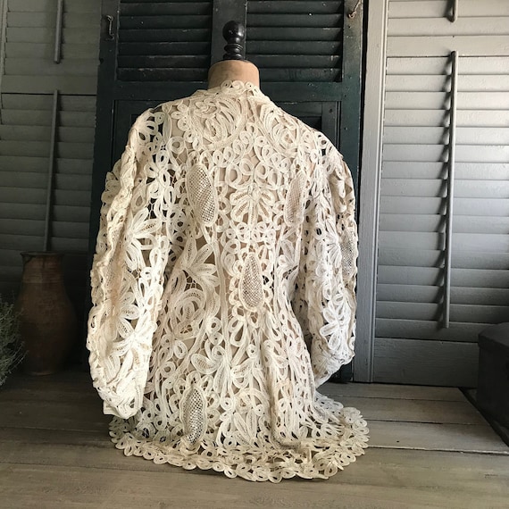 Edwardian Cream Lace Jacket, Wedding Ecru White A… - image 1