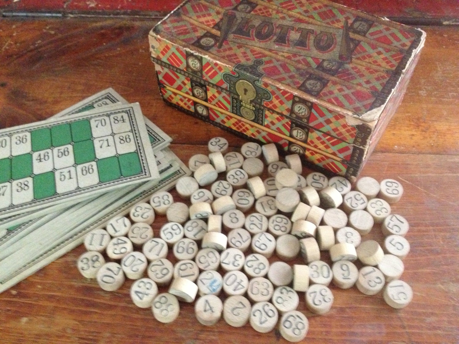 French Antique Loto Game Pions Por Le Loto, La France Et Ses