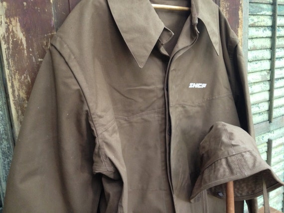 美品　Workers Railroad Jacket 38 ブラウン French Railroad Jacket and Souwester Rain Hat, SNCF, Waxed Duck
