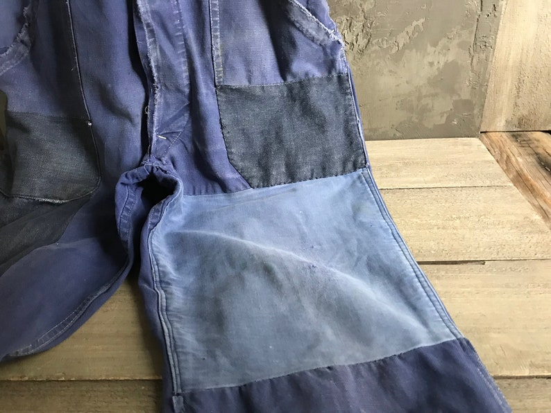 French Jeans Overall Work Wear, Bib Overalls, Blue Jeans, Peasant Work Wear, Distressed Denim, Homesteader, Gardening Wear image 4