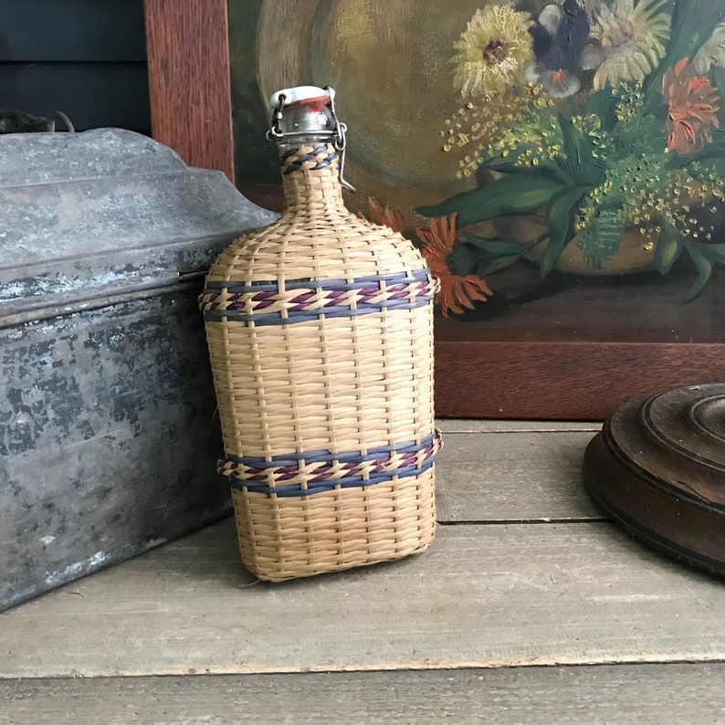 French Wicker Bottle, Spa Bottle, Pilgrimage, French Farmhouse Decor image 2