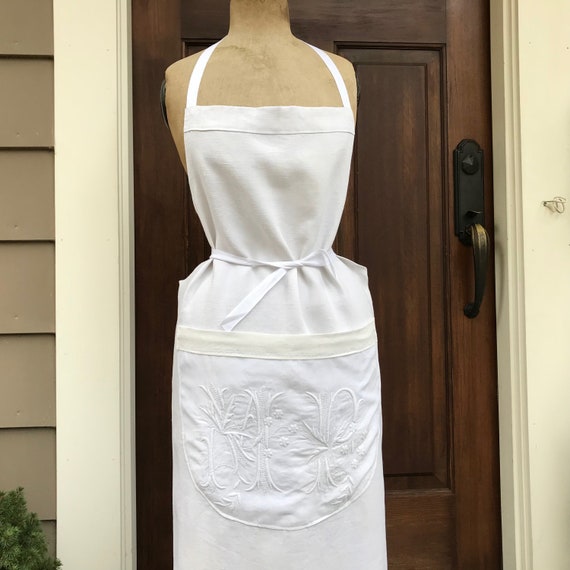 French White Linen Apron, Chef, Cook, Baker, French F… Gem