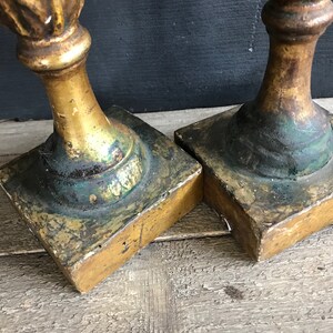 19th C French Gilded Candlesticks, Carved Wood, Antique, Architectural, Classic, Pair zdjęcie 4