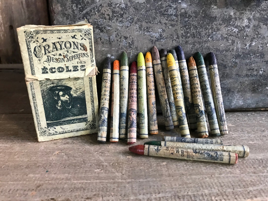1900s French Crayons, Original Box, Paris Déposée, Made in France