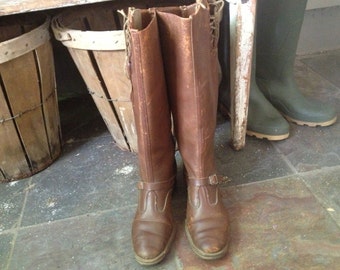 Antique Leather Boots, Equestrian Boots Size 7  7,5 US, Chestnut Brown