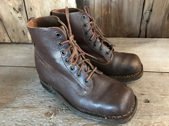 1970s Brown Leather Army Boots Combat Boots Swedish Army | Etsy