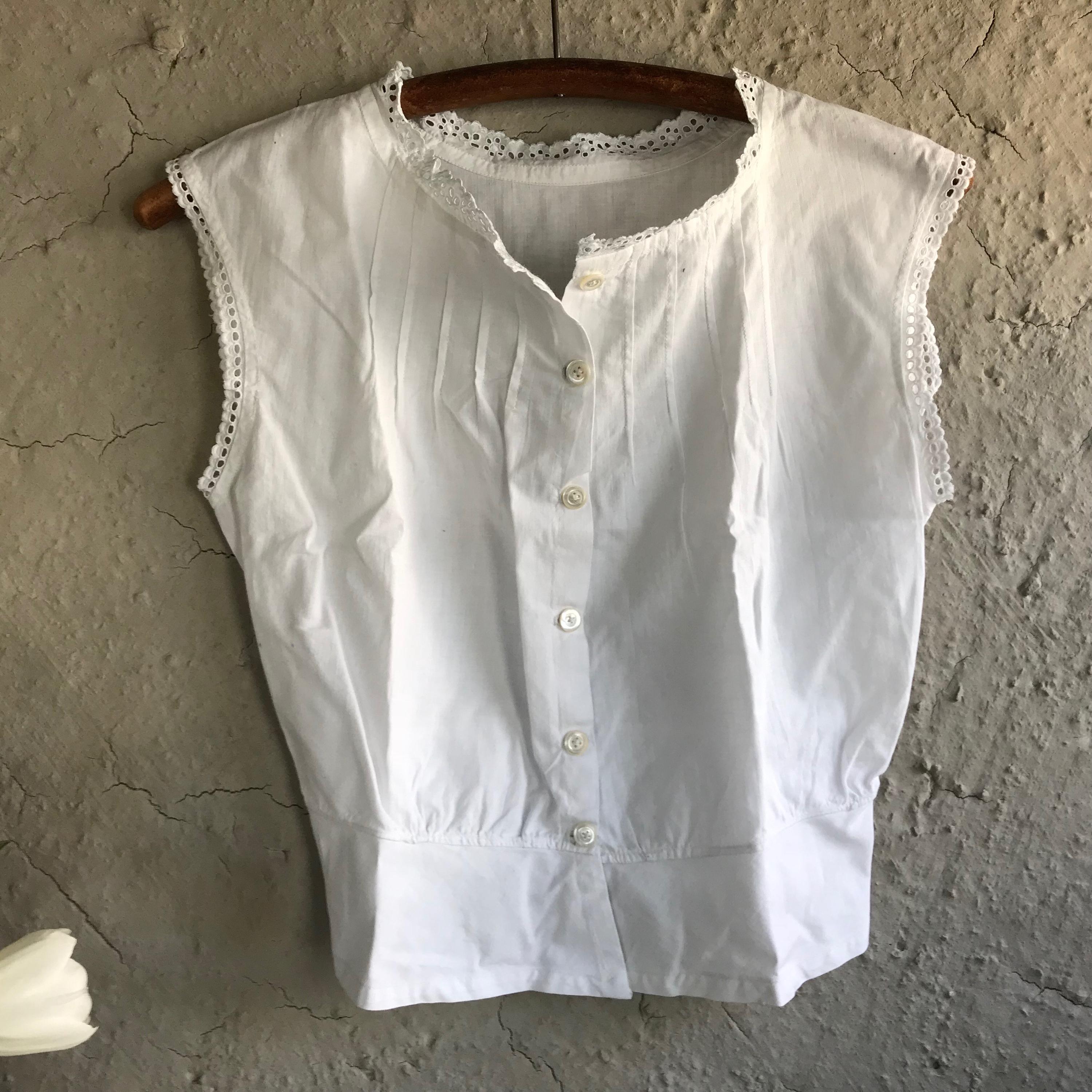 French White Cache Corset, Cotton Camisole, Bodice, Summer Blouse, Small, 2 Available 