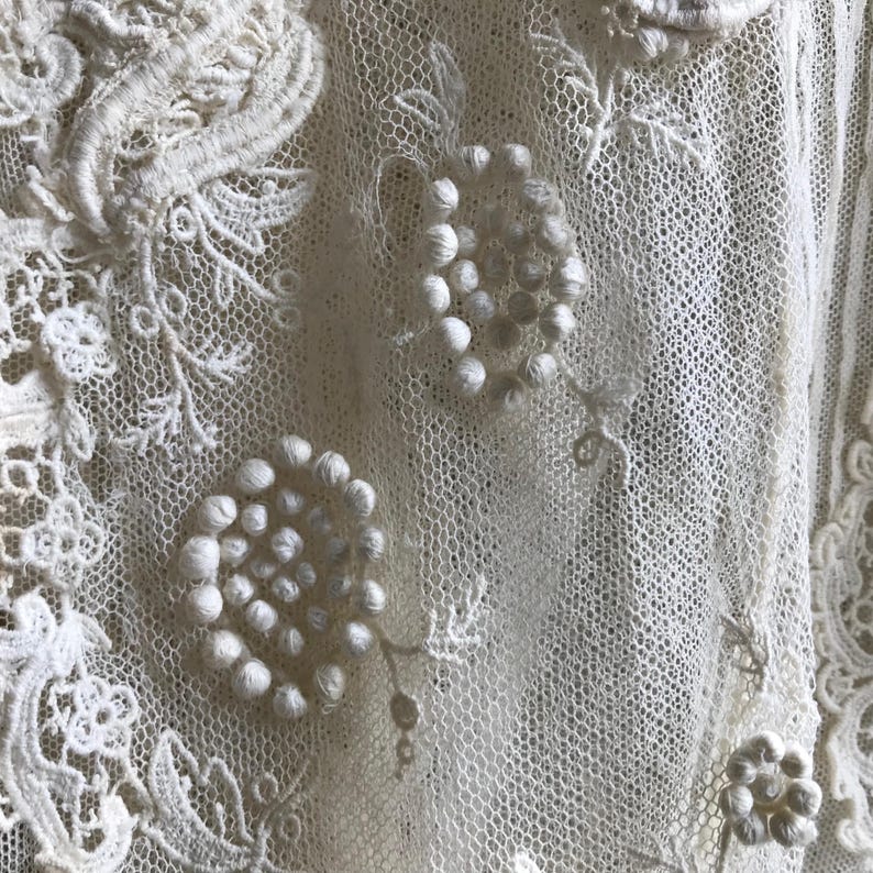French Edwardian Lace Blouse, Lace Bodice, Embroidery Work, Period Clothing, Restoration Project image 7