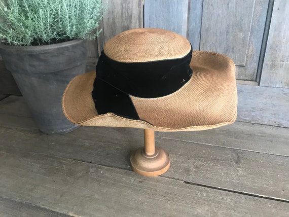 Antique French Straw Hat, Edwardian, Panama Straw… - image 3
