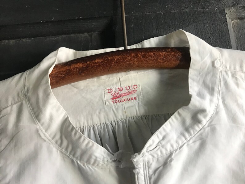 Französisches Baumwollhemd, Herren, Herren, Monogramm, Original Shirtmaker Label, Edwardian, Period Clothing Bild 6