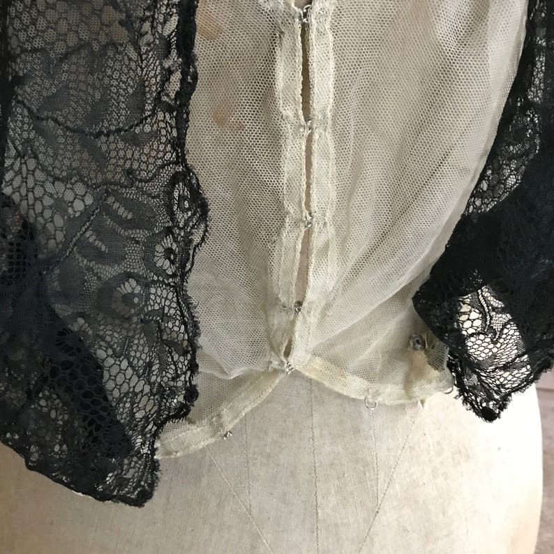 Antique Black Lace Blouse, Bodice, Victorian Era Lace Blouse, Midriff Blouse image 7