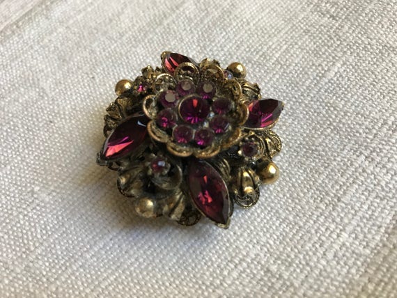 Czechoslovakian Amethyst Pin Brooch, Shirt Scarf H