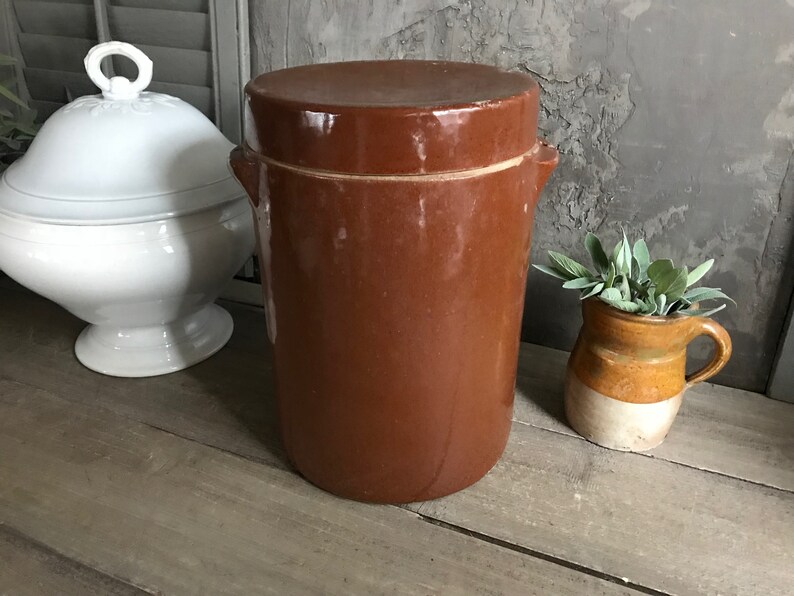 French Stoneware Jar with Lid Large Made in France Salt Etsy