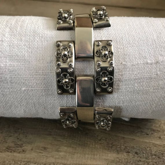 Modernist Mexican Silver Bracelet, Hallmarked Silver Mexico, Vintage, KH
