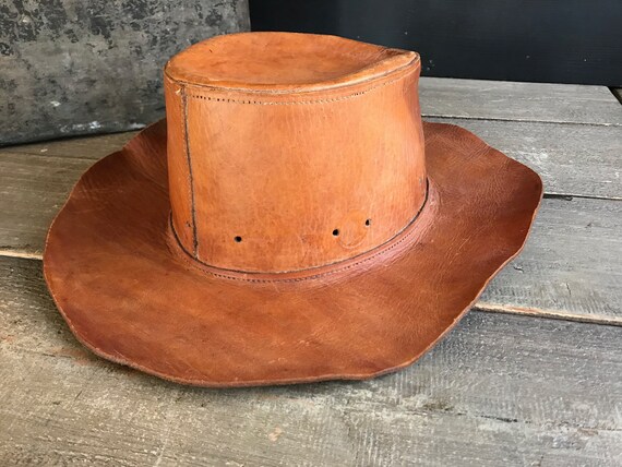 Rustic Leather Hat, Southwestern Cowboy Rancher H… - image 8