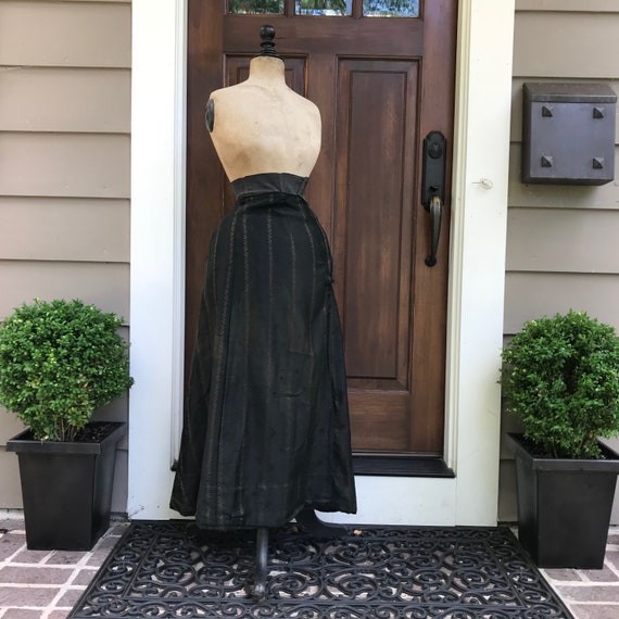 Antique French Black Wool Skirt, Peasant Country … - image 3