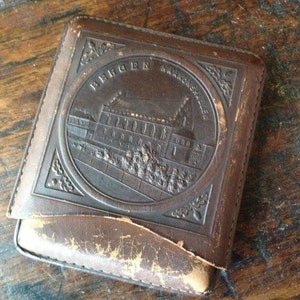 Vintage Cigar Case, Embossed Saddlers Leather, Chestnut Brown, Germany image 3