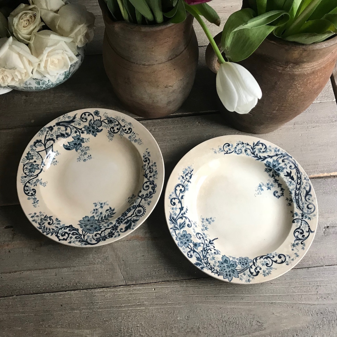 Pattern Faience 1 French Faïence Plate, Bowl, Floral Indigo, Ironstone, Sévigné Terra ...