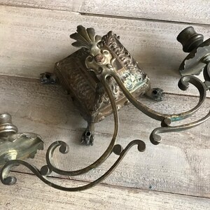 Antique French Candle Sconce, Bronze Candelabra, Wall Mounted, Garden Candle Holder image 2