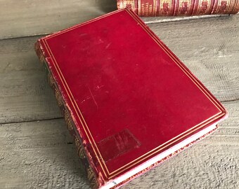 1 19 世紀の赤い革装丁本、イギリス、積み重ねディスプレイ、詩、科学