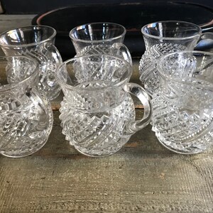 Antique Punch Glass Set, Cut Glass, Holiday Serving, Decor Set of 6, ca 1920s KA image 5